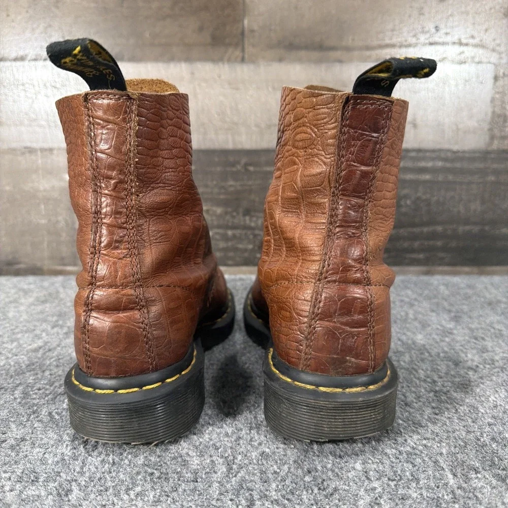 Dr Martens 1460 Pascal Croc Boots Brown Leather 8 Eye Combat US 6 EU 37